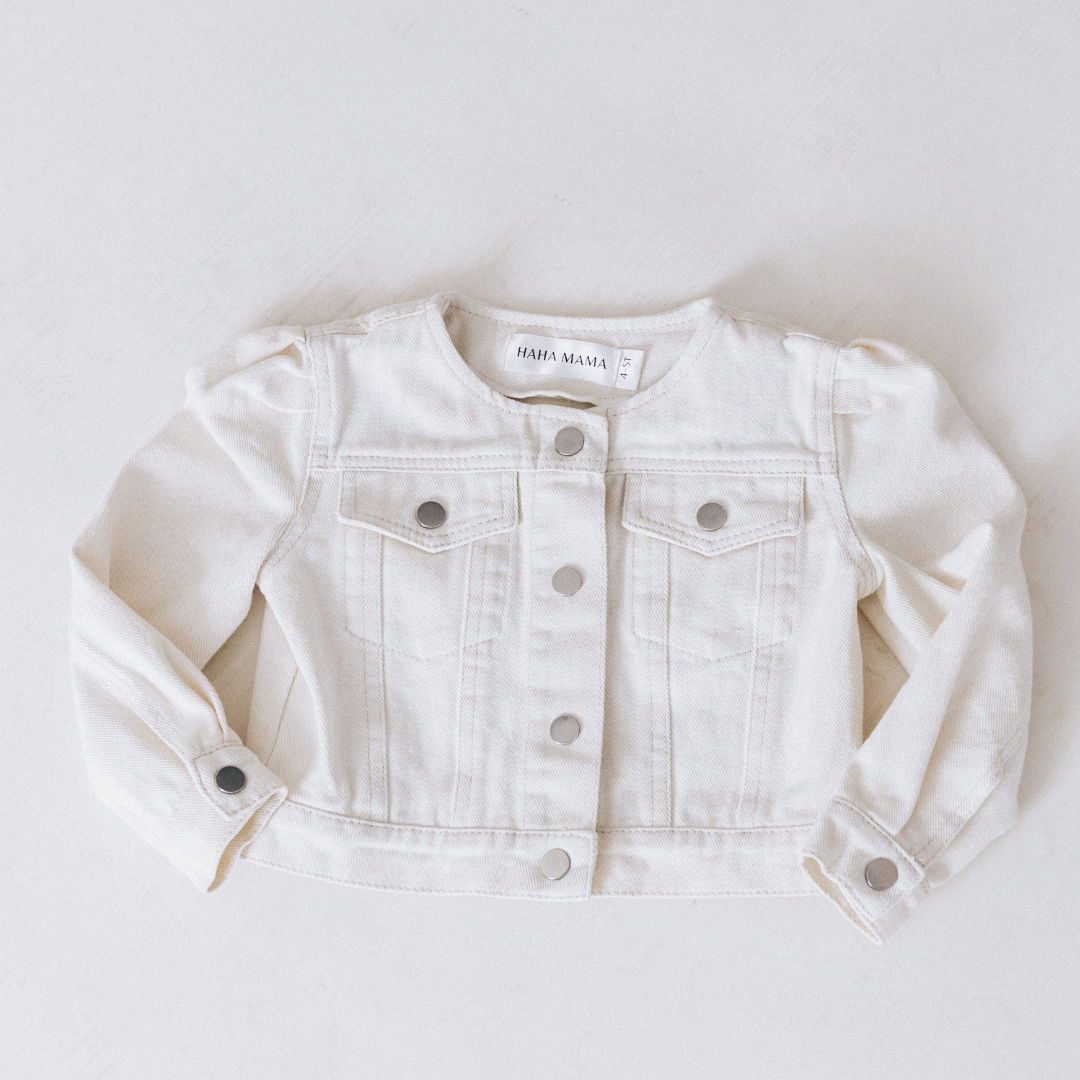 Ivory Cropped Denim Jacket - Infant