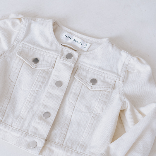 Ivory Cropped Denim Jacket - Infant