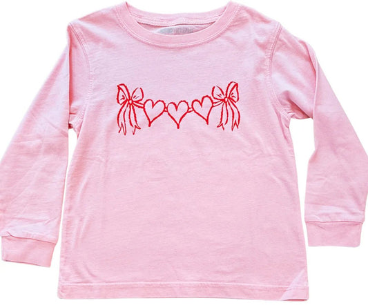 Long - Sleeve Pink Heart Trio T-Shirt - Sunny Meadow Boutique