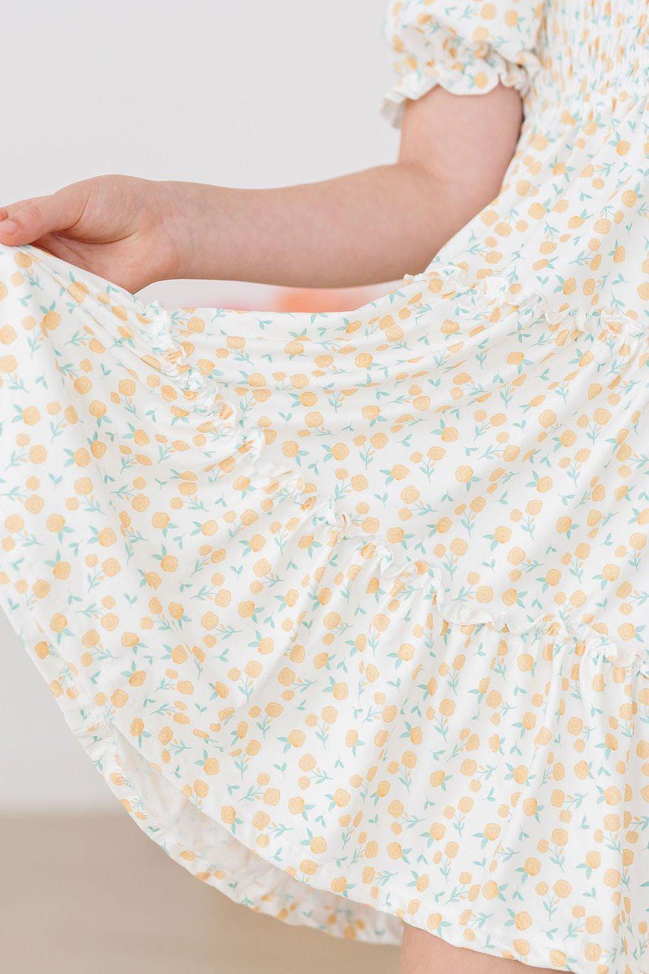 Marvelous Marigolds Smocked Ruffle Dress - Sunny Meadow Boutique