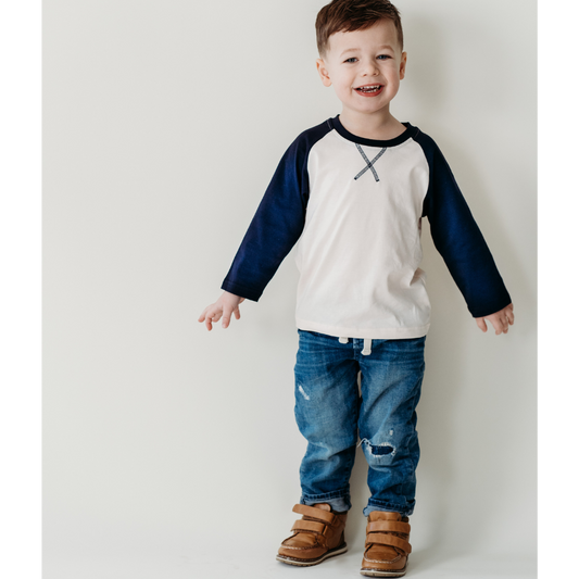 Raglan Baseball Tee Navy - Child
