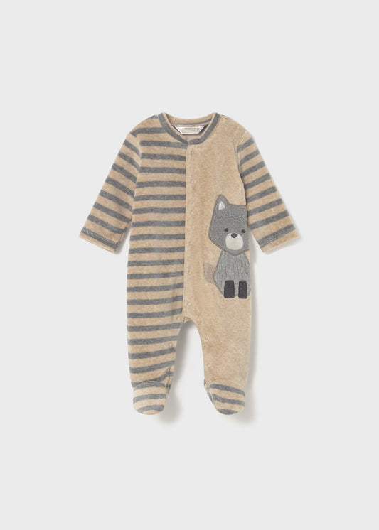 Newborn Boy Velour One Piece – Cereal Heather