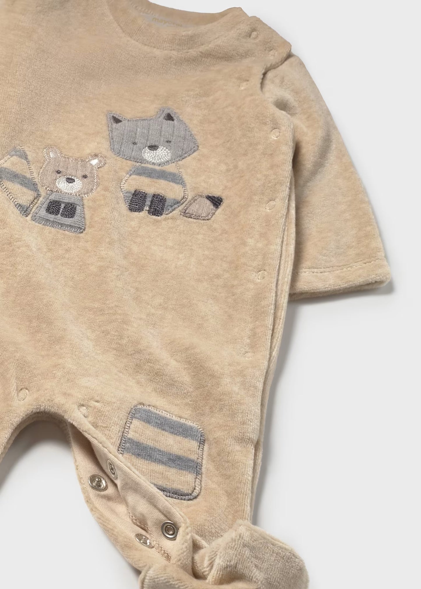 Newborn Boy Velour One Piece – Cereal Heather