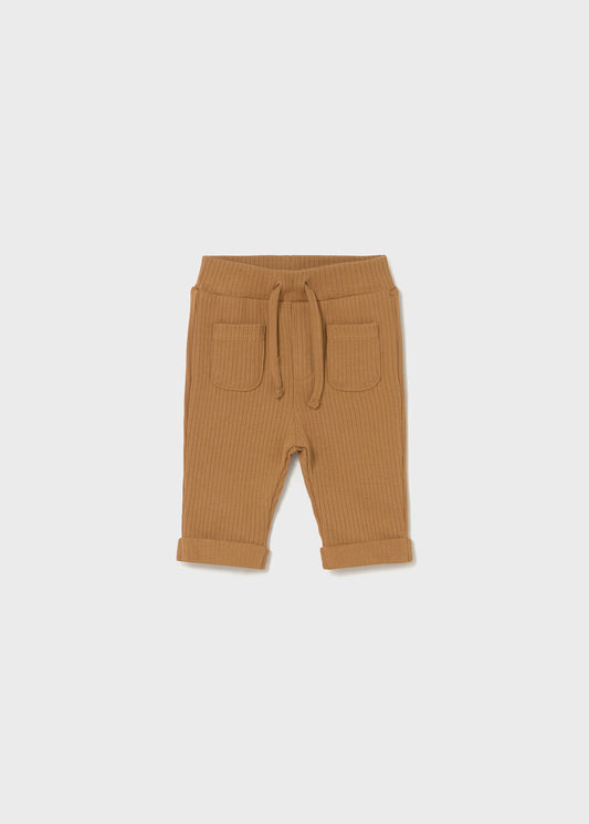 Mayoral Newborn Ribbed Cotton Pants in Amber & Arctic