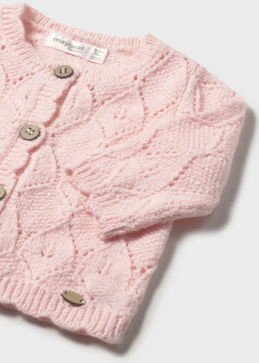 Mayoral Pointelle Knit Baby Cardigan in Quartz & Sky Blue