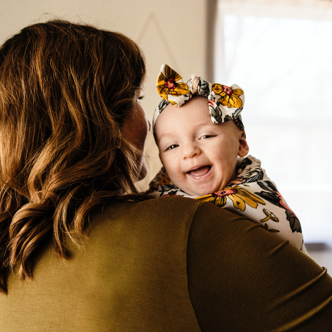 Olive Green Maternity Delivery Gown & Vintage Floral Swaddle