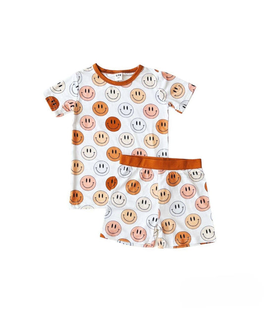 Smiley Bamboo Two Piece Shorts Set | Copper - Sunny Meadow Boutique