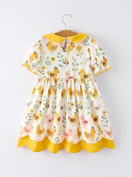 Spring Chick Scallop Short - Sleeve Girl Dress - Sunny Meadow Boutique