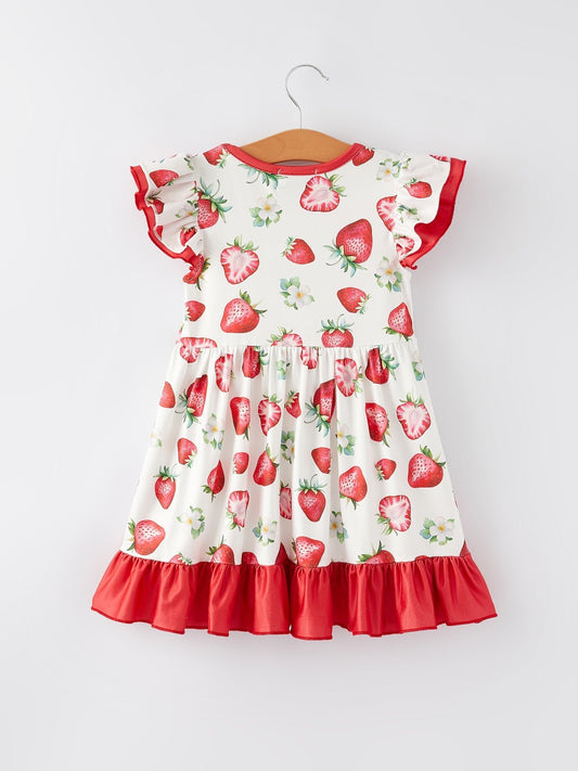 Strawberry Ruffle Girls Dress - Sunny Meadow Boutique