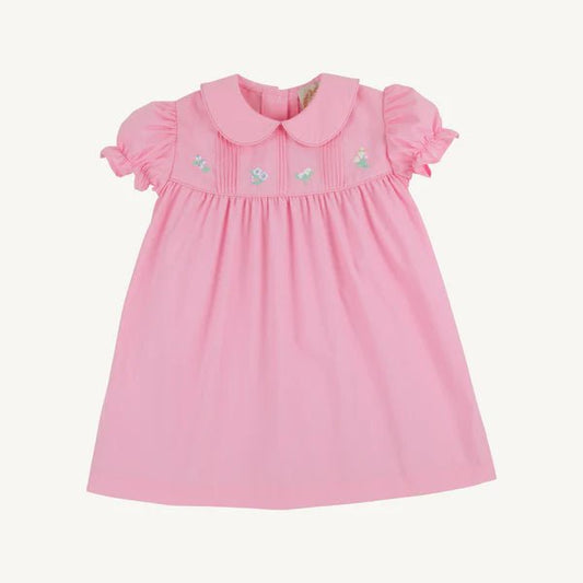 The Beaufort Bonnet Company Holly Day Dress - Pier Party Pink with Flower Embroidery - Sunny Meadow Boutique
