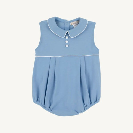 The Beaufort Bonnet Company Sleeveless Bradford Bubble - Sarasota Sky with Worth Avenue White - Sunny Meadow Boutique