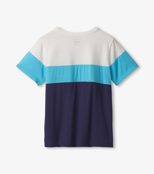 patriot blue colour block bamboo tee