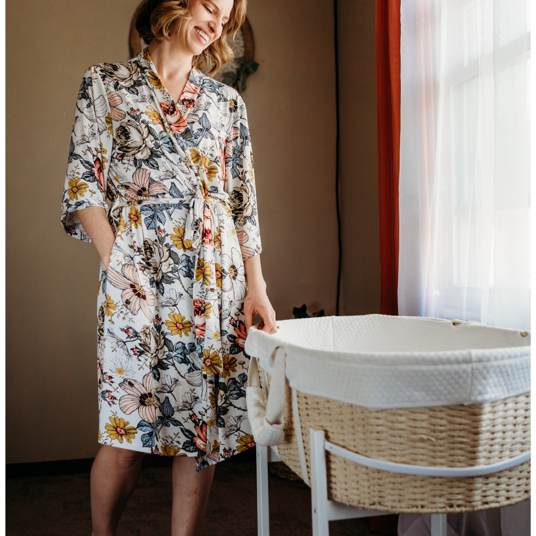 Vintage Floral Maternity Delivery Gown & Vintage Floral Swaddle