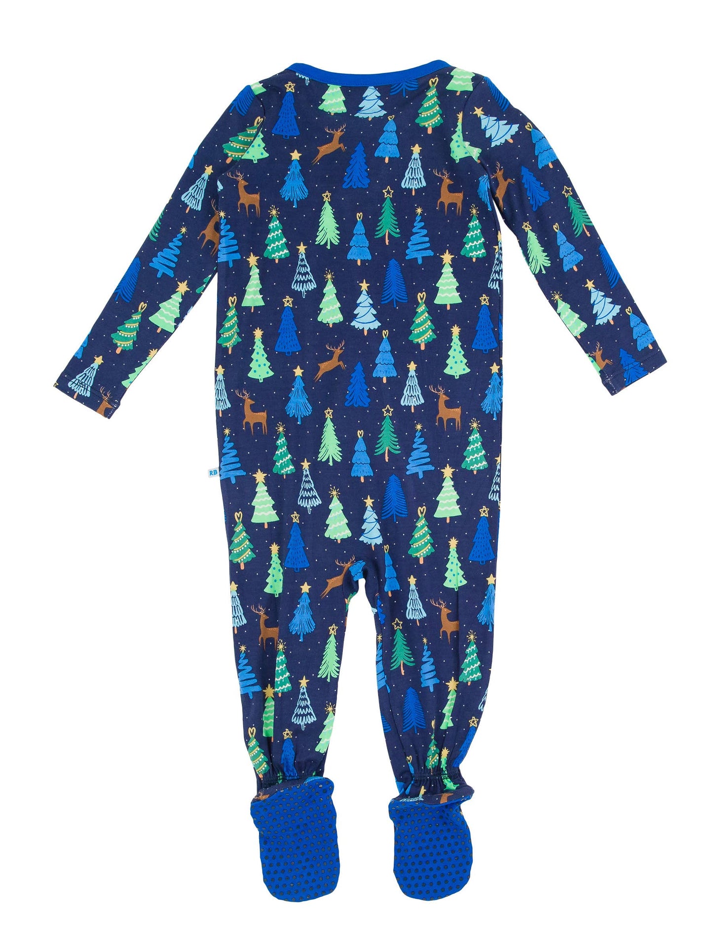 Baby Boys Merry Blue Pines Bamboo Viscose Footed One Piece Pajama