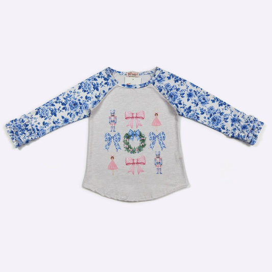 Blue Damask Nutcracker Raglan