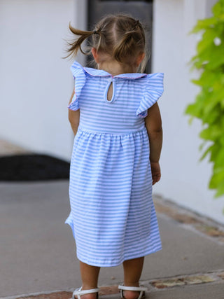 Back To School Girls Stripe Pencil Applique Bow Dress