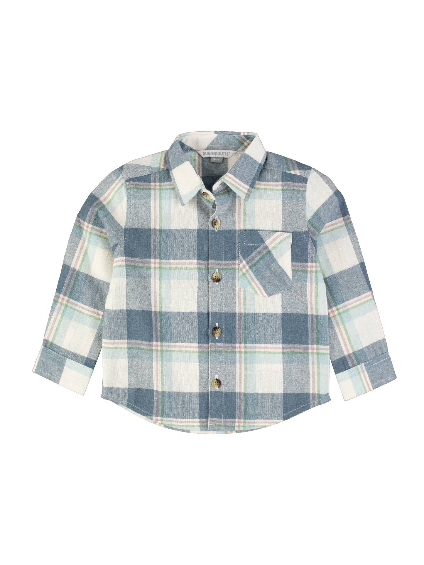 Boys Alpine Plaid Flannel Long Sleeve Button Down Shirt