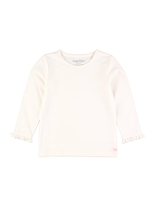 Girls Ivory Knit Long Sleeve Ruffle Sleeve Top