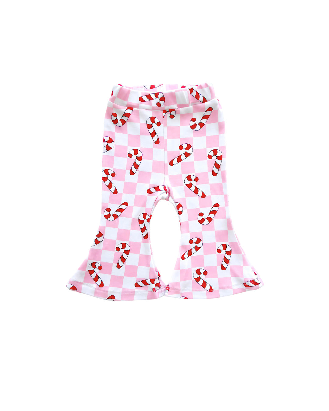 Checkered Candy Cane Flare Pants | Pink