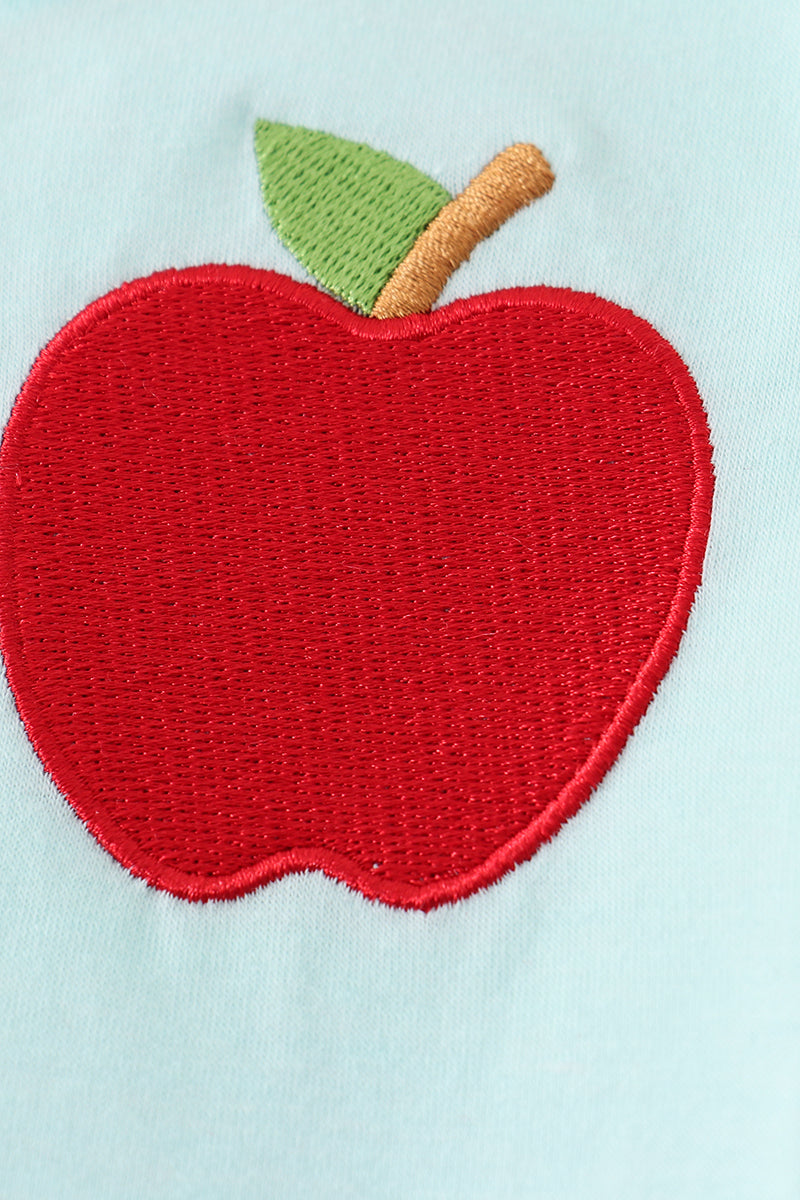 Blue apple embroidery boy shirt