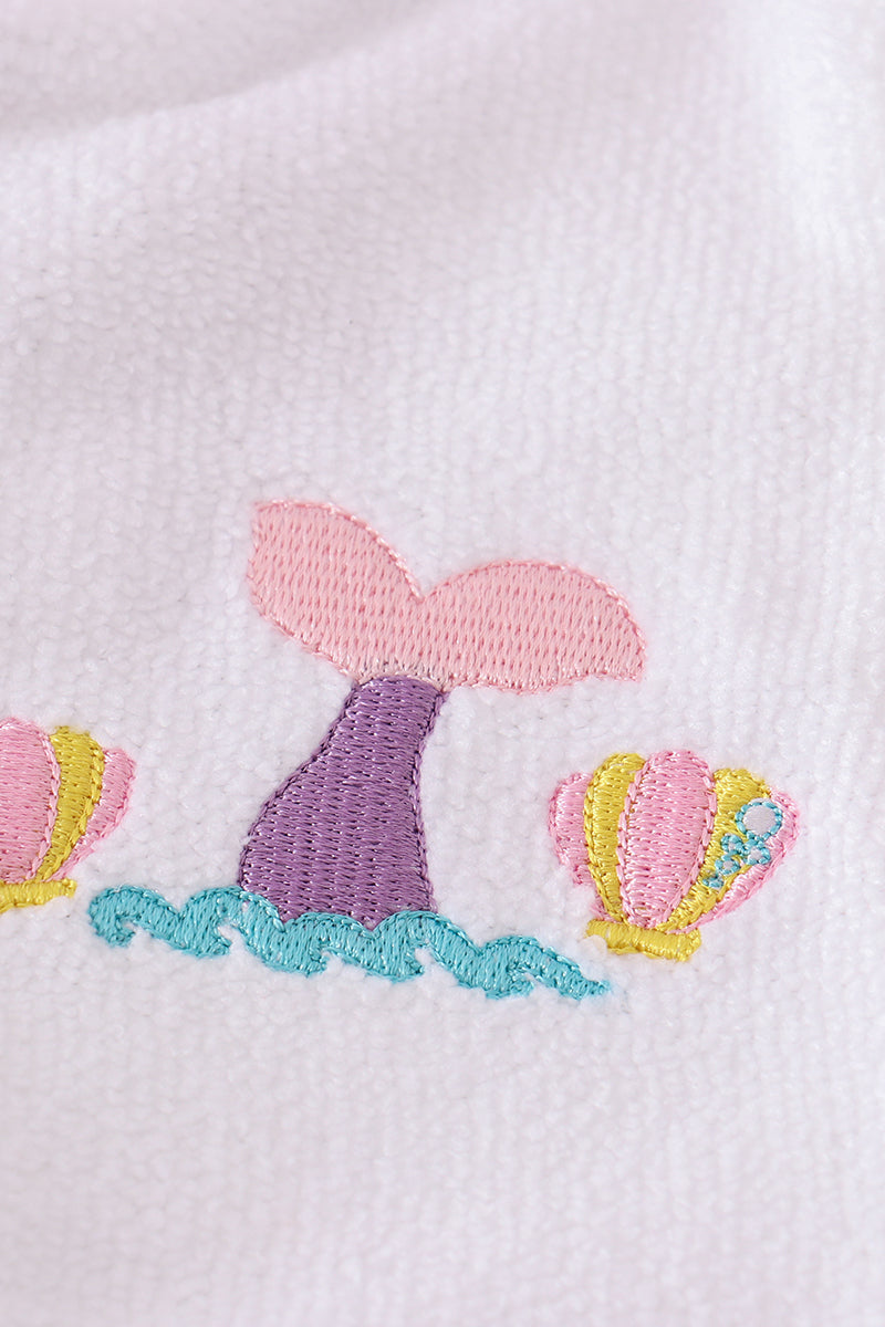 Mermaid embroidery girl hoodie cover up