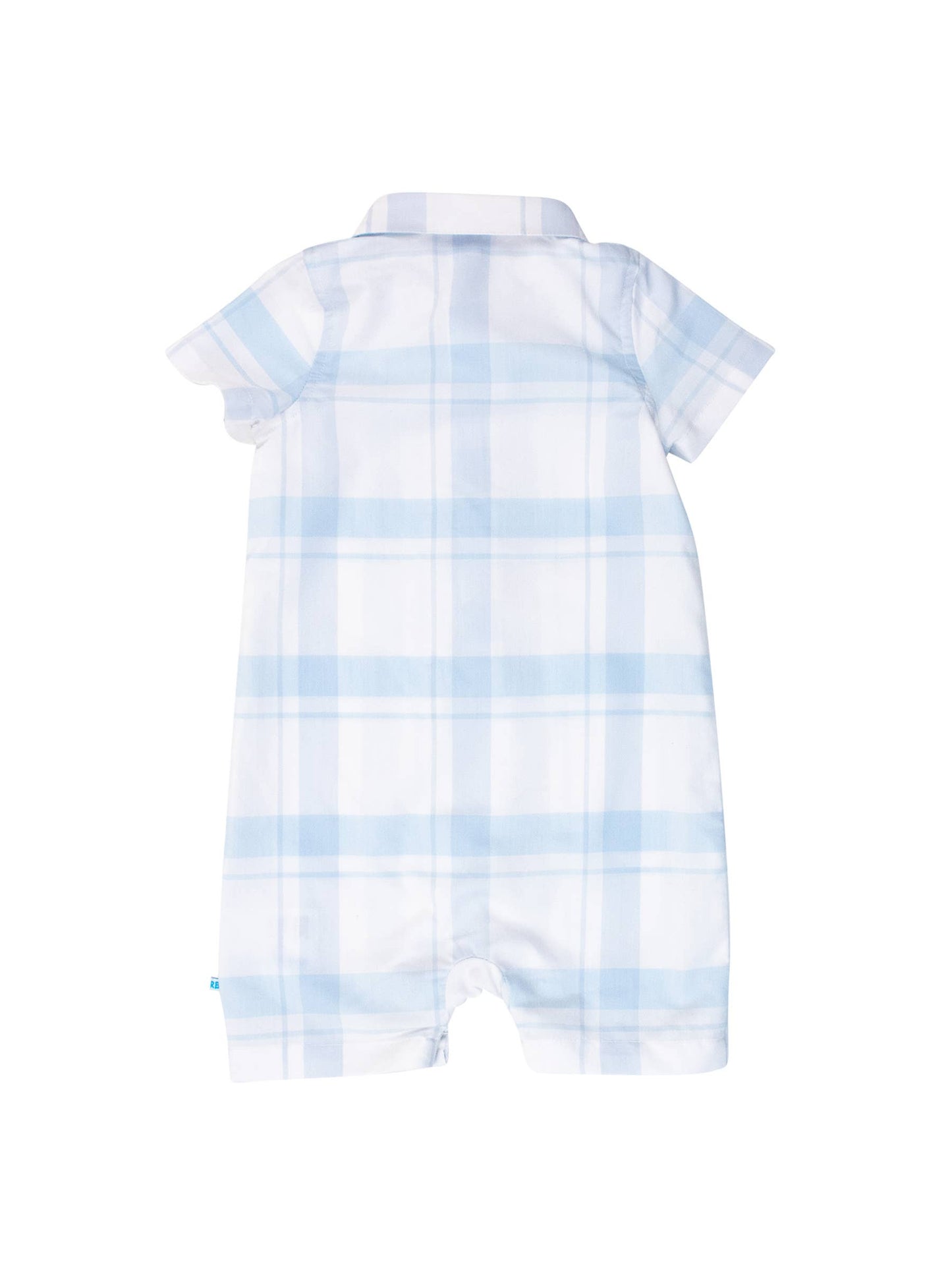 Baby Boys Light Blue Windowpane Button-Up Romper