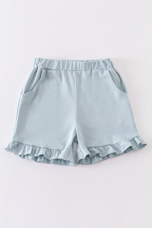 Blue basic ruffle shorts