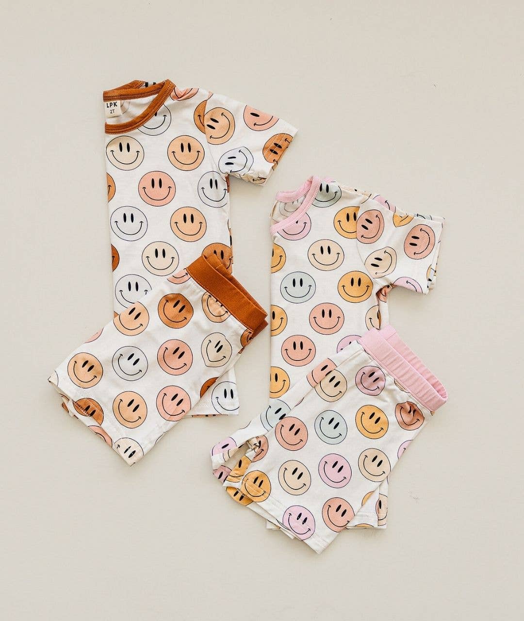 Smiley Bamboo Two Piece Shorts Set | Copper