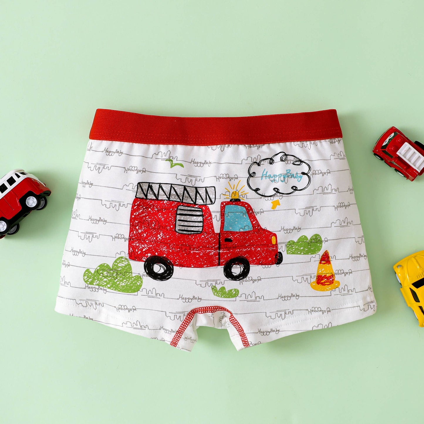 Boy Childlike Graffiti Hand Drawn Cotton Tight Underwear Set