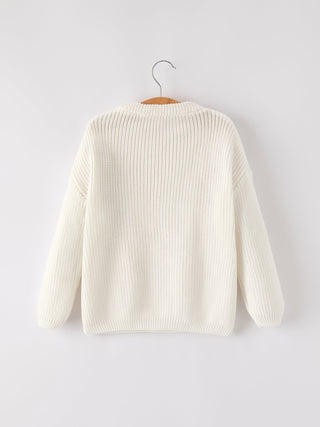 Mommy & Me Winter Girls Bow Sequins Pullover Sweater