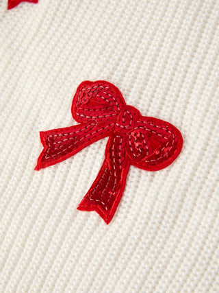 Mommy & Me Winter Girls Bow Sequins Pullover Sweater