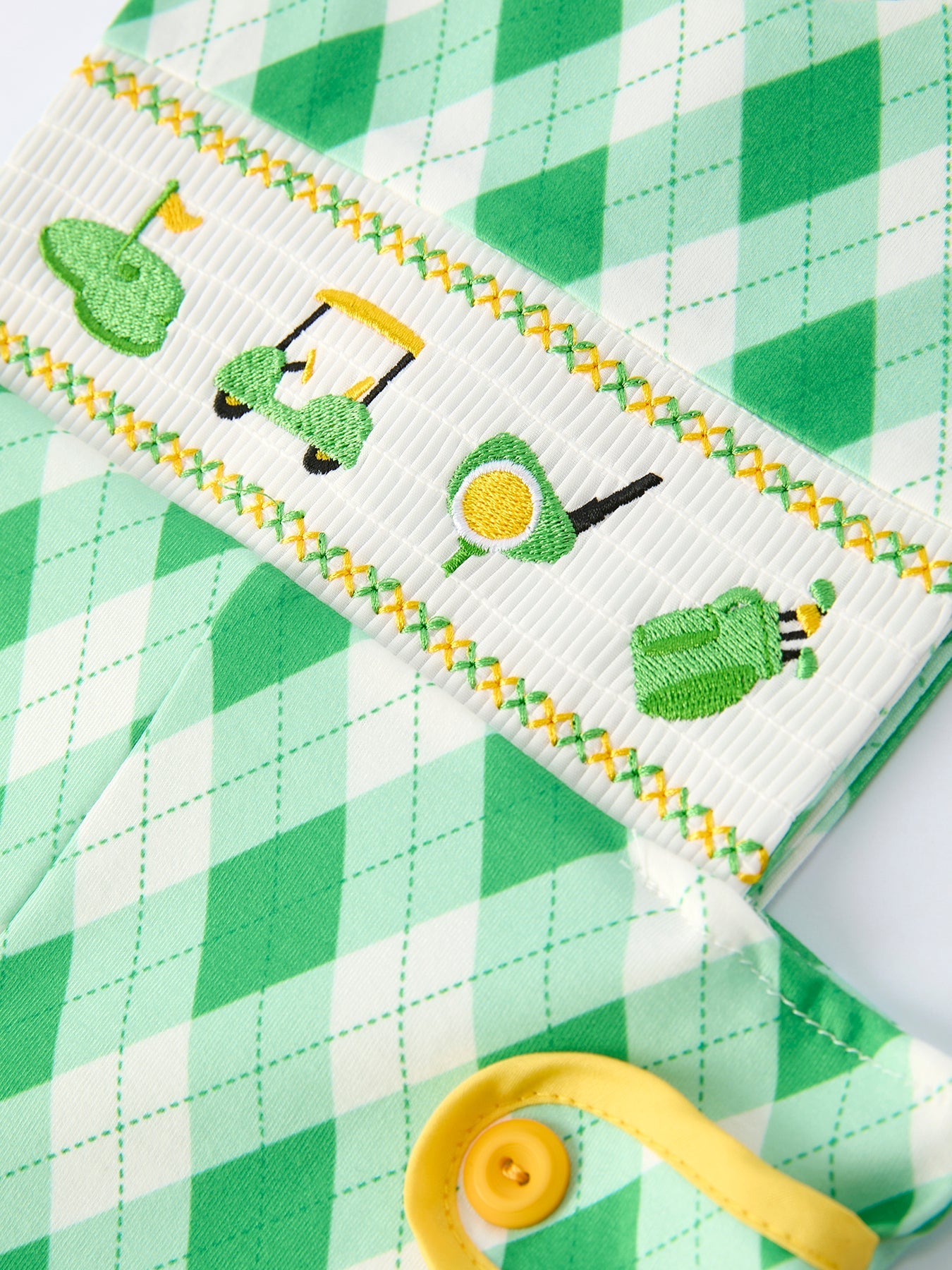 Spring Golf Embroidered Baby Boys Smocked Romper