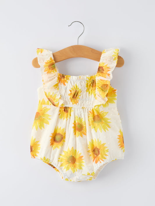 Sunflower Girls Smocked Ruffle Romper