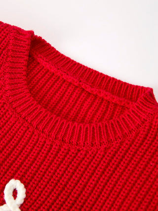 Red Christmas Girls “merry” Pullover Sweater
