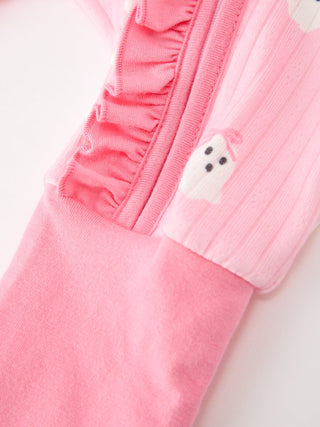 Halloween Ghost Baby Girl Pink Pajamas Ruffle Zipper Romper