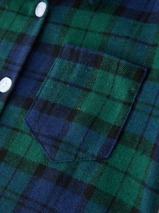 Christmas Boys Green & Navy Plaid Button Down Shirt