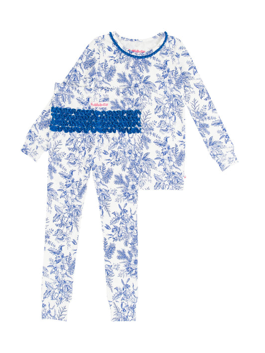 Toddler Girls Winter Bliss Toile Modal Ruffle Long Sleeve Pajama Set