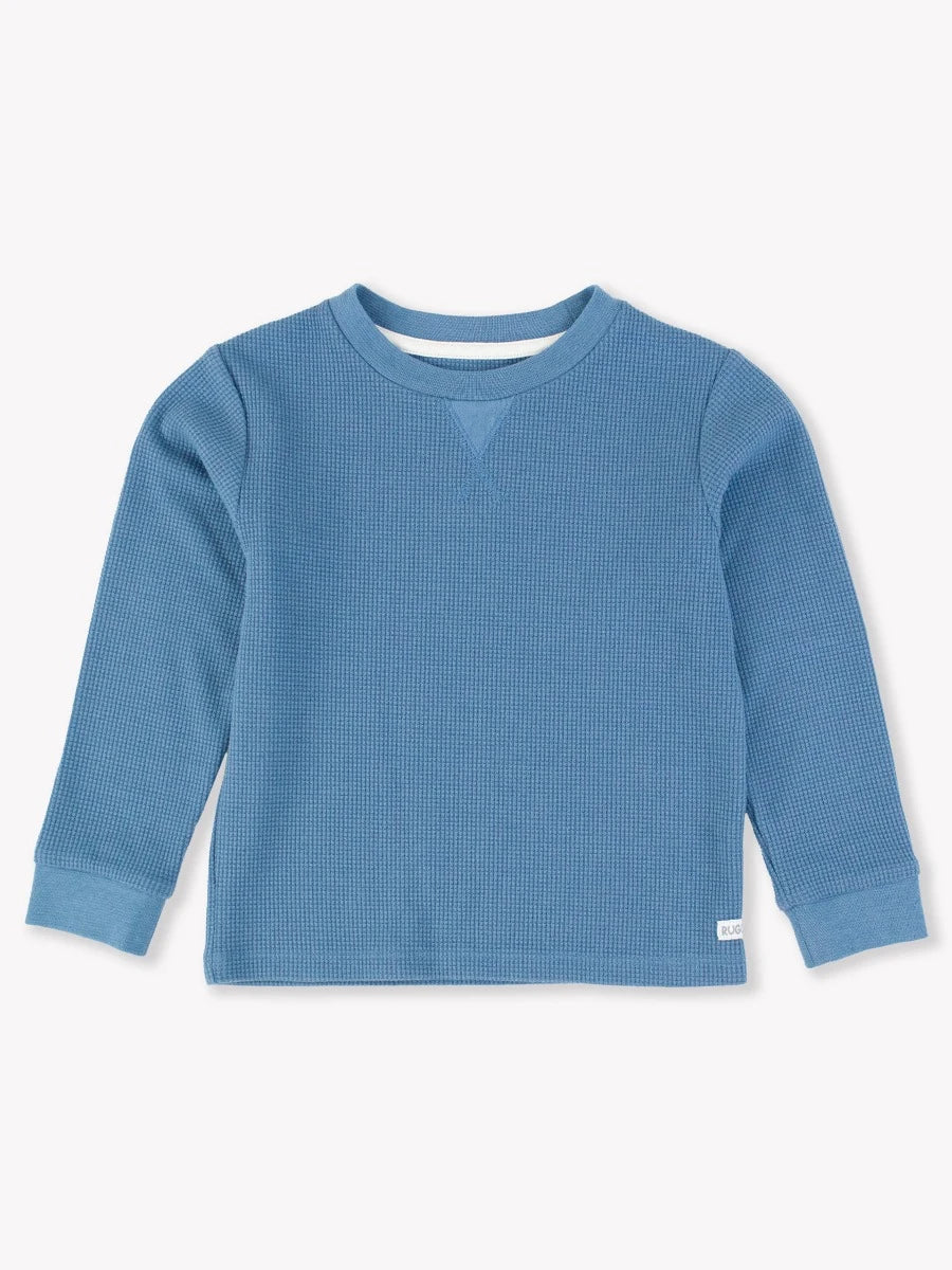 Boys Waffle Knit Long Sleeve Crew Neck Shirt