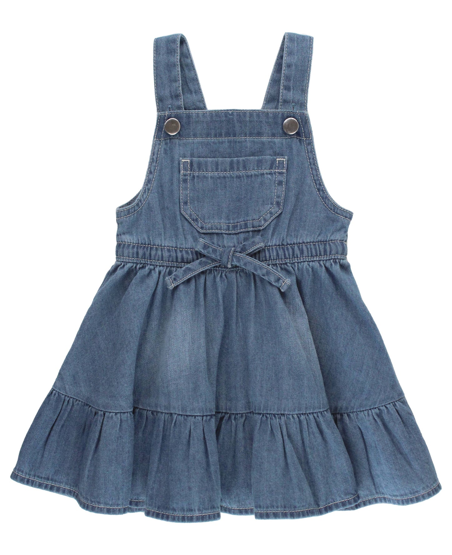 Girls Light Wash Denim Overall Jumper Dress