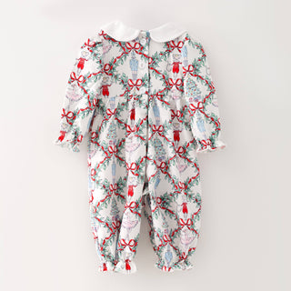 Nutcracker Trellis Smocked Baby Romper