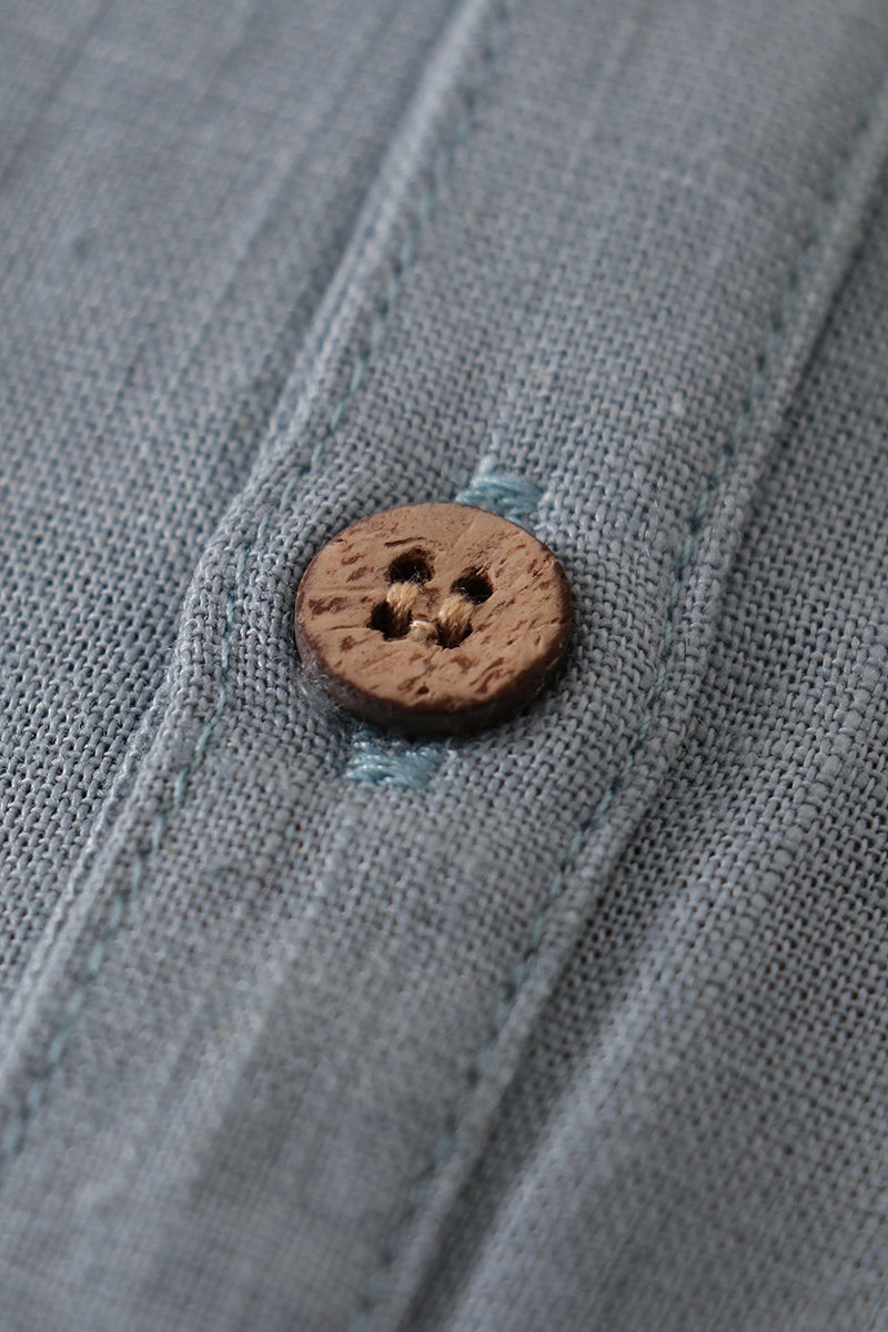 Teal button linen top