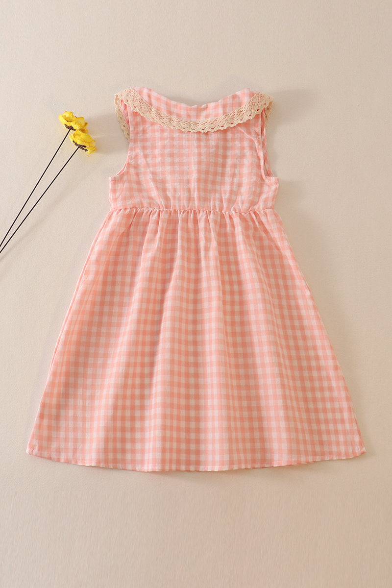 Blush plaid linen button dress