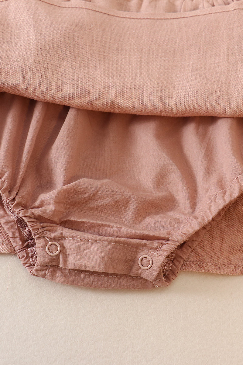 Blush linen plaid button dress