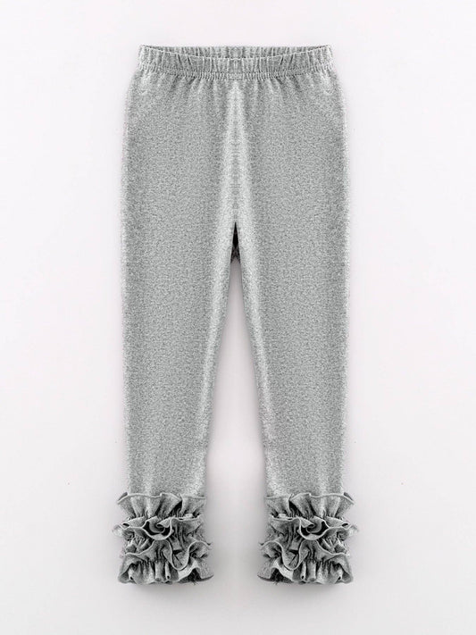 Grey Milk Silk Ruffled Solid Icing Legging