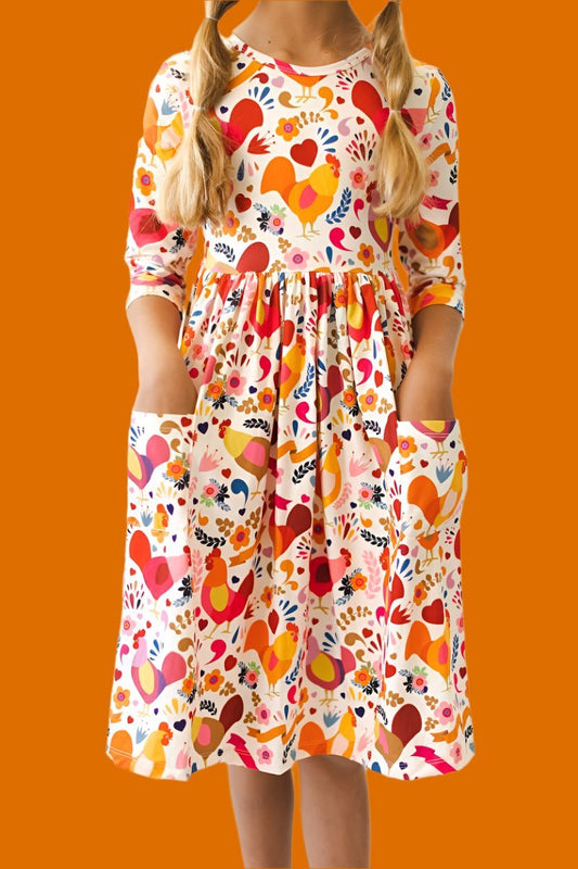 3/4 Sleeve Pocket Twirl Dress - Sunny Meadow Boutique