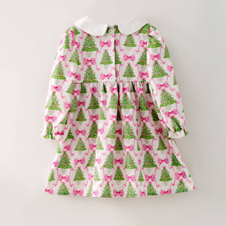 Pink Pine Trellis Smocked Girls Dress