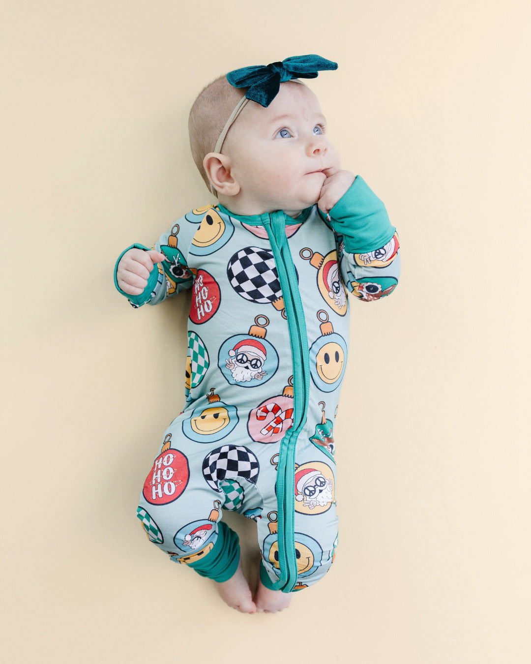 Bamboo Zip Romper | Christmas Ornaments