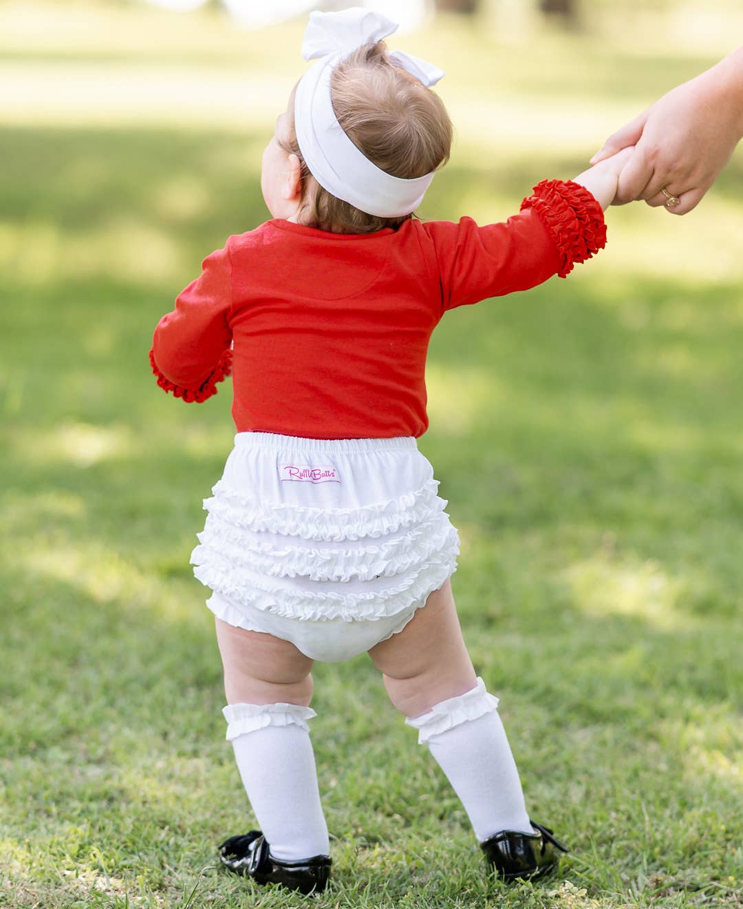 Baby Girls White Knit RuffleButt Bloomer