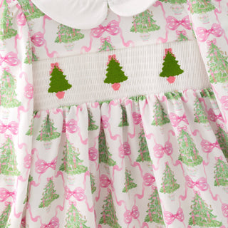 Pink Pine Trellis Smocked Girls Dress