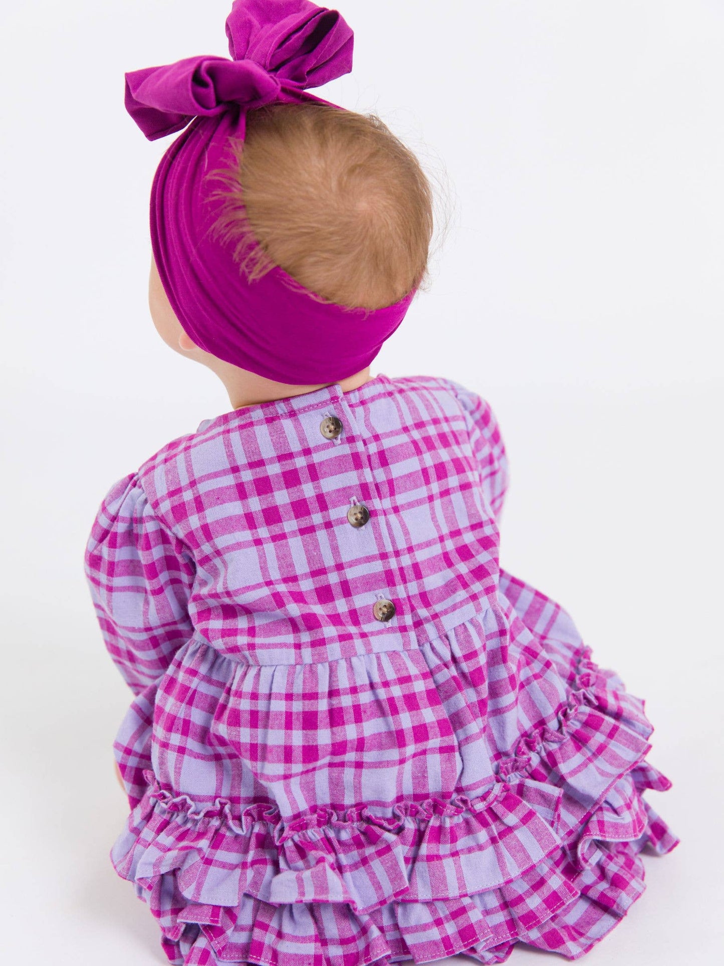 Baby Girls Harper Plaid Woven Long Sleeve Bubble Romper